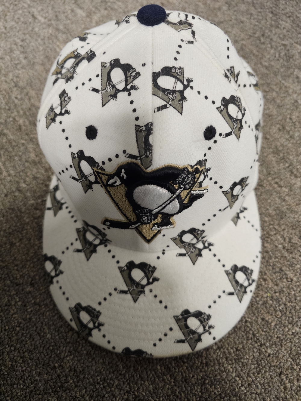 Pens Adult White, Black & Gold Logo Hat
